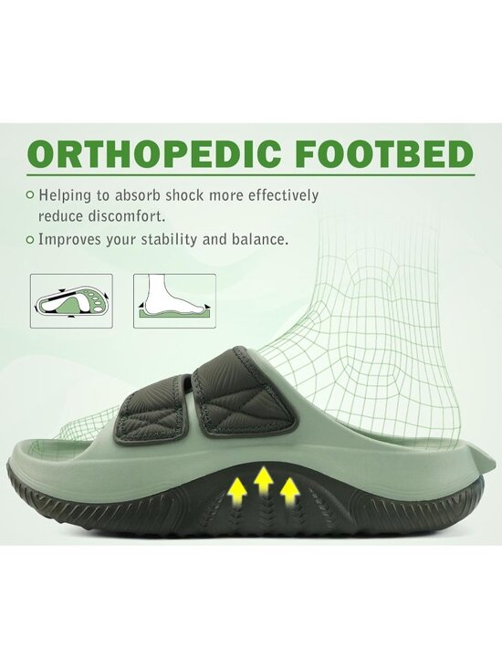 Men\'s Dark Green Recovery Sandals Orthopaedic Walking Slides Adjustable Thick main image 6